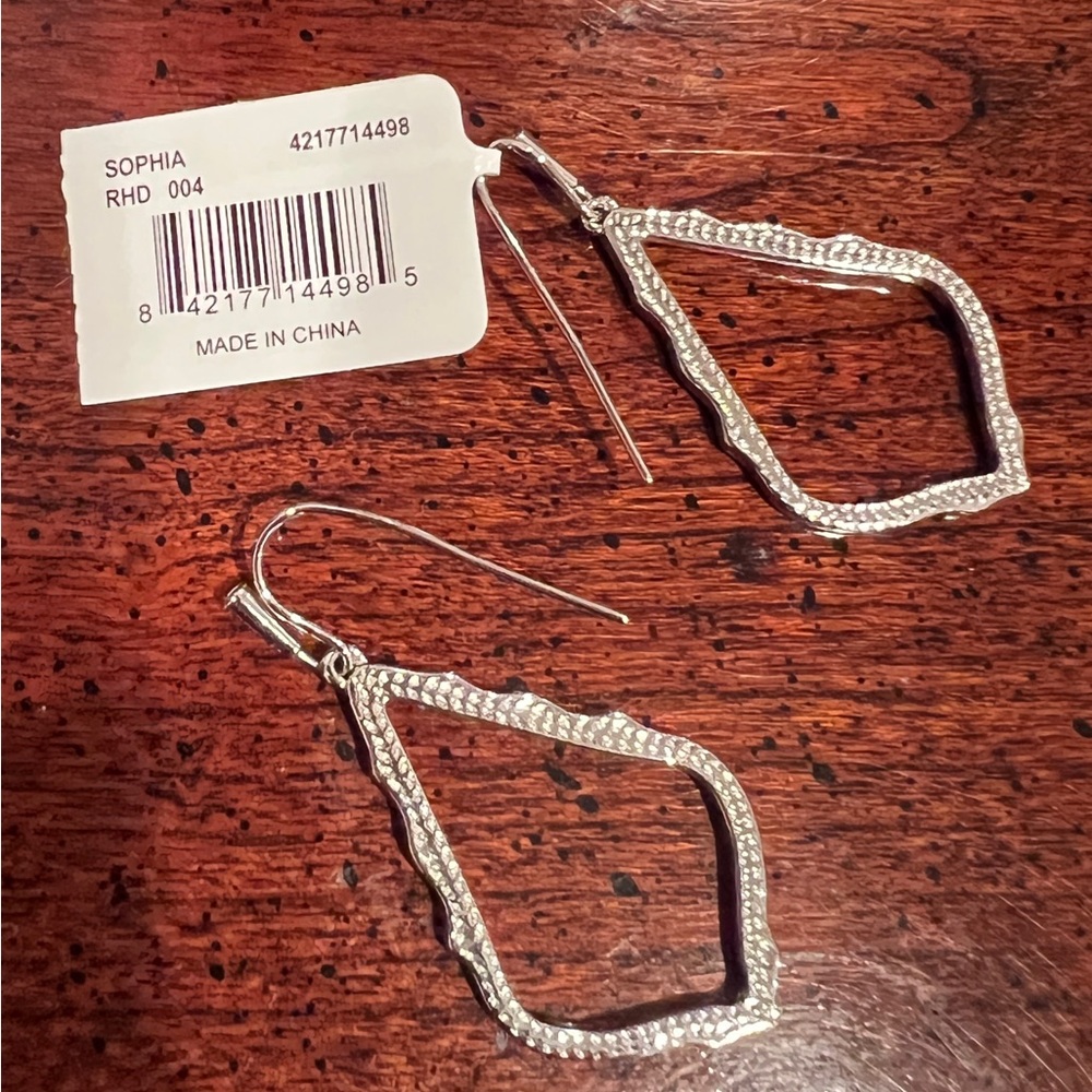 NWT Kendra Scott Sophia Silver Earrings Rhodium